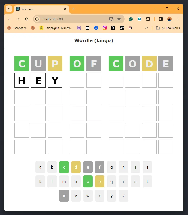wordle-Three types of rows