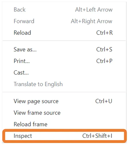 show where inspect is on the right click on mouse menu - cupofcode.blog
